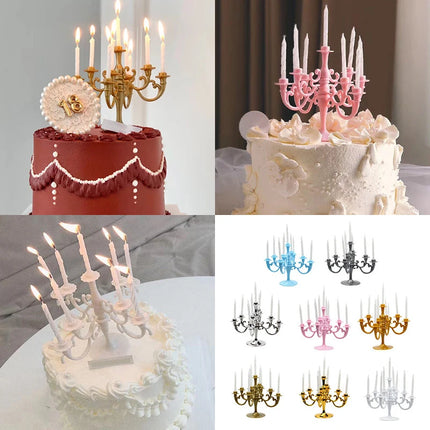 Ins Style Retro European Luxury Cake Decoration Candlestick Baking Birthday Party Wedding Small Plug-In Supplies Theme Girl