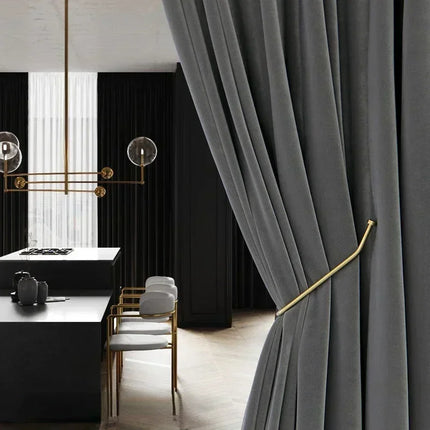 Fashion Royal Blue Velvet Curtains for Living Room Luxury Blackout Bedroom European Window Kitchen Elegant Solid Color Tulle