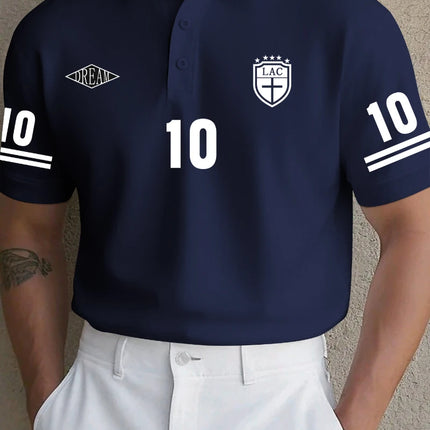 European and American Adult Men's Sports Number 10 Printed Lapel Short Sleeved Polo Shirt
