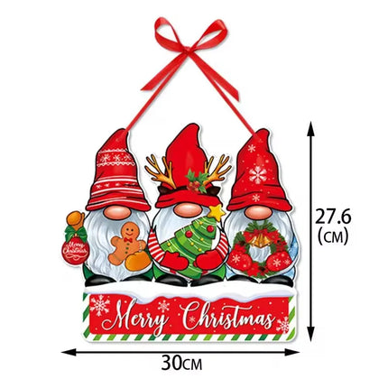 Merry Christmas Door Hanger, Santa Claus Snowman Xmas Tree Hanging Ornament, New Year Party Pendants for Home Christmas Decor
