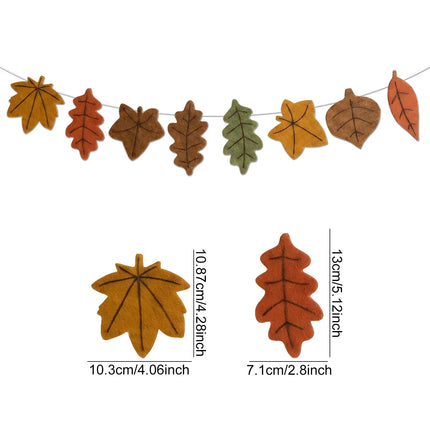 Fall Felt Pumpkin Pinecone Maple Leaf Garland Autumn Harvest Banner for Fireplace Mantel, Thanksgiving Home Decoration Halloween