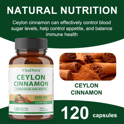 Natural Ceylon Cinnamon Capsules Nutritional Supplement - Joints, Bones & Brain Health, Antioxidants, Boosts Immunity