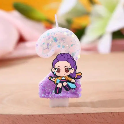 3 Style Cute Girl Group Hunter's Digital Candle Numbers 0-9 Kids Birthday Cake Decoration Cartoon Party Supplies Accessory