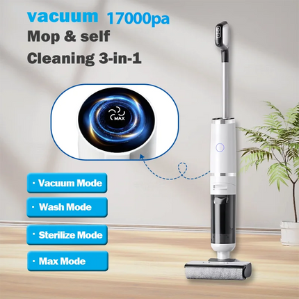 4000mAh Electric Mop and Vacuum, 2 in 1 Floor Washer, Efficient Household-Cleaning, ABS Material, Cordless Sweeper