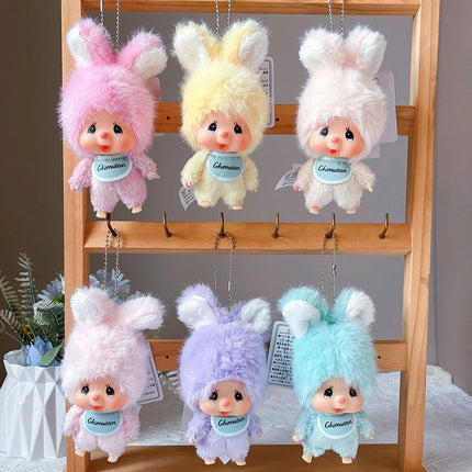 Cute Monchhichi Baby Doll Keychain Birthday Party Gift Monchhichi Hanging Pendant Doll for Bags Cartoon Monkey Pendant