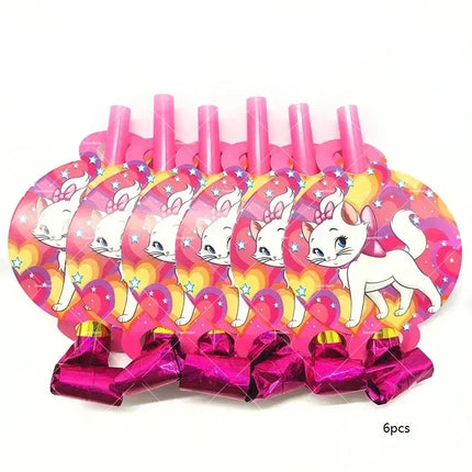 Marie Cat Balloons The Aristocats Party Decoration Cartoon Princess Happy Birthday Banner Tableware Pet Cake Topper Background