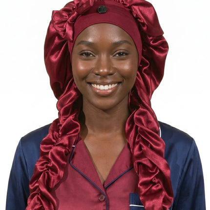 Heatless Curl Satin Bonnet for Sleeping, No Slip Sleep Bonnet with Long Curling Ribbons for Braids & Long Hair