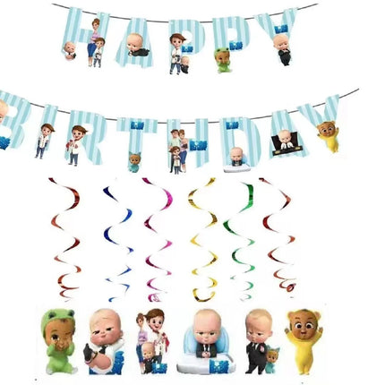 Cartoon Baby Boss Boys Girls Theme Birthday Party Decoration Disposable Tableware Background Balloon Baby Shower Children Gift