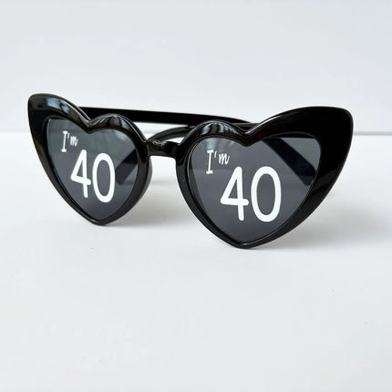 I'm 30th 40th 50th 60th Birthday Party Glasses Personalised Heart Shaped Sunglasses for Women Men Birthday Gift Party Supplies