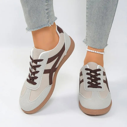 Large Size Women's Running Shoes Fashionable Retro Casual All-Match Flat Bottom Sports Sneakers Autumn Season White Shoes
