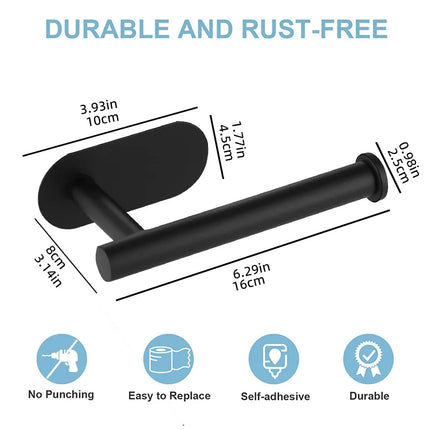 Adhesive Kitchen Paper Holder Toilet Paper Holder Stainless Steel Tissue Hanger Plastic Film Stand Paper Towels Hold Waterproof