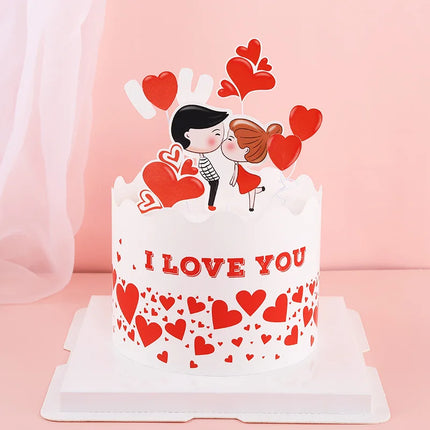 Couples Kiss Heart Love Bear Cake Cupcake Topper Happy Birthday Valentine's Day Party Dessert Wedding Decor Baking Supplies