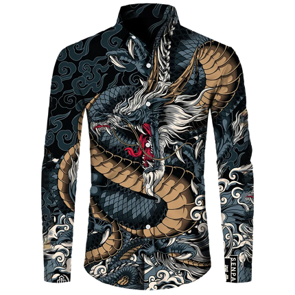 Men's Tops Lion Palm Graphic HD Pattern Button Long Sleeve Shirt Fashion Casual Outdoor 2023 New Spring Summer