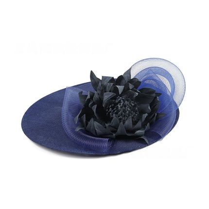 Exaggerated Linen Large Flower Fedora Hats for woman ladies Retro Horse Racing Club Socialite Party fascinator tea party hat