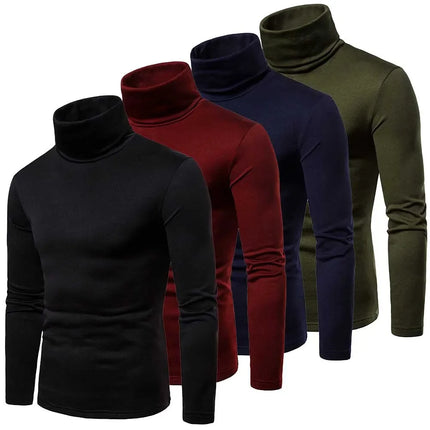 2026 New Men's Thermal Turtleneck Shirt Autumn Winter Warm Breathable Slim Fit Long Sleeve Business Casual Solid Base Layer Top