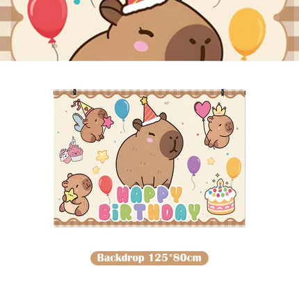 Capybara Decoration Birthday Party Pavors for Girls Capybara Tableware Set Cup Plate Balloons Gift Bags Happy Banner Supplies