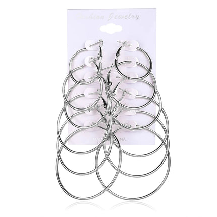 12Pairs/6Pairs Simple Punk Hoop Earrings Set Big Circle Earrings Jewelry for Women Girls Ear Hoops Earring Round Oversized