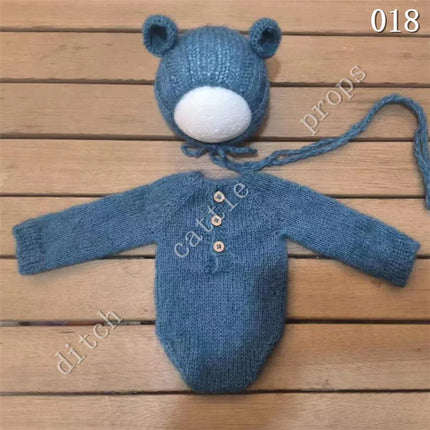 Newborn Photography Props Mohair Bodysuit Jumpsuit +Teddy Bear Clothing Accessories