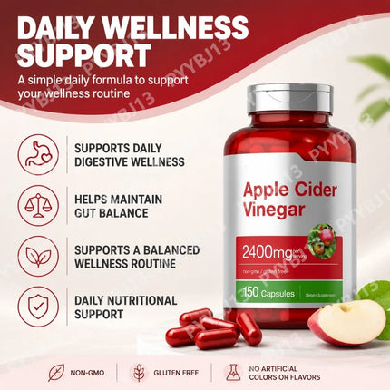 Apple Cider Vinegar Capsules Supports Healthy Digestion Metabolism 2400mg Per Serving for Adults 150 Capsules 4 Month Supply
