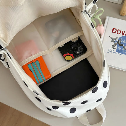 Casual Women Backpack Lightweight Travel Female Backpack Polka Dot School Bag for Teenage Girls Shoulder Bag Short Trips Bagpack