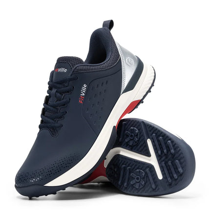 FitVille Wide Toe Box Men'S Golf Shoes Waterproof, Professional No-Slip Spiked Sport Shoe With Arch Support For Wide Feet