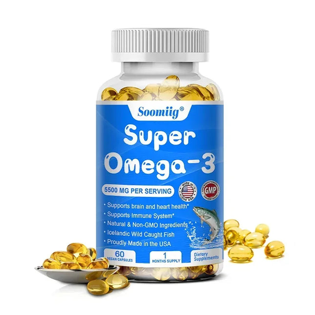 Triple Potency Capsules,Omega-3 Fish Oil + DHA + EPA-Supports Joint,Brain,and Eye Health,Enhances Immune Function,Antioxidant