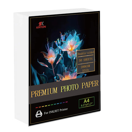 A4 200 GSM Double-Sided Photo Paper High Glossy Photographic Paper - 50 Sheets 8.3x11.7 Inch