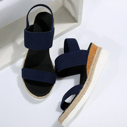 Plus Size 36-43 Women's Sandals Summer Casual Shoes for Women Comfortable Non-slip Walking Slip on Elastic Fabric Female Shoes