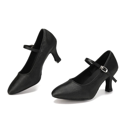 SWDZM Women Ballroom Dance Shoes Silk Modern Latin Shoes Satin Cost-effective Waltz Tango Dancing Heels Closed Toe Salsa Shoes