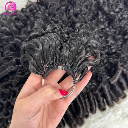 100% Human Hair Feather Crochet 12A Burmese Curly Natural Black Pre-Separated Feather Crochet Invisible Crochet Hair Extensions