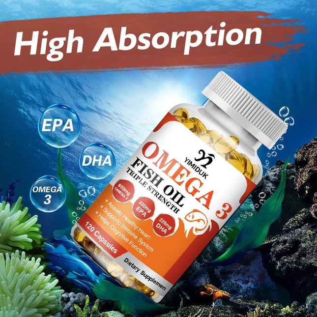 Buy 1 Get 1 Free! Ultra Strength Omega 3 Fish Oil Supplement, for Immunity, Mood, Bones & Cardiovascular Function, GMP Certified