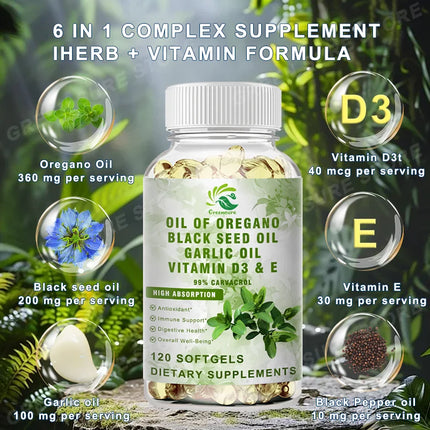 Organic Oregano Oil Capsules with 99% High Concentrate Carvacrol - Digestive Support, Gastrointestinal Health, Immune Support