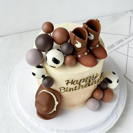 Western Cowboy Hat Boots Ball Cake Decorations Farm Cowboy Themed Party Decorations Baby Shower Decor Birthday Party Cake Topper