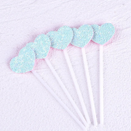 Heart Star Happy Birthday Cake Topper Colorful Star Wedding Kids Party Cake DIY Baking Cupcake Toppers Decoration Baby Shower