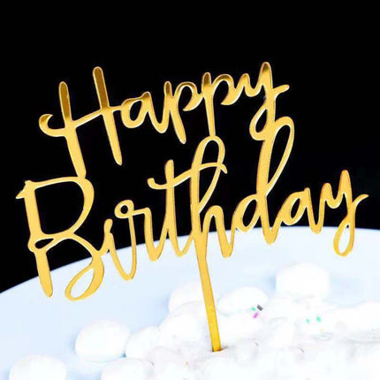 10pcs gold acrylic Happy Birthday cake toppers with birthday letters and decorations