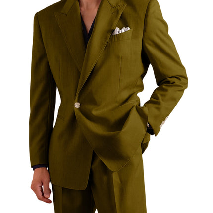 Men's Linen Set 2 Piece Peak Lapel 1 Button Slim Fit Blazer Straight Trousers Lightweight Breathable Summer Casual Wedding Party