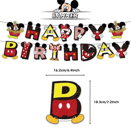 Mickey Balloon Cartoon Mouse Minnie Decorations Party Happy Birthday Banner Cake Topper Disposable Tableware Background Gift Bag