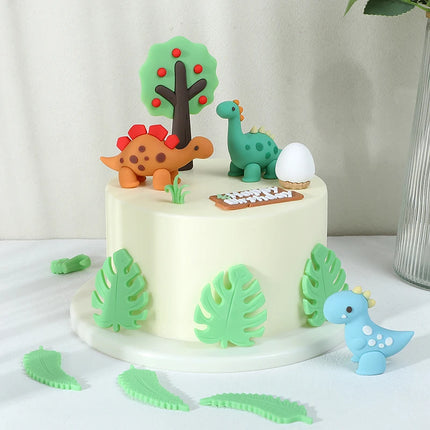 Jungle Dinosaur Theme Happy Birthday Cake Toppers Plastic Rubber Girl Boy Birthday Party Cake Decorations Baking Tools Kid Favor