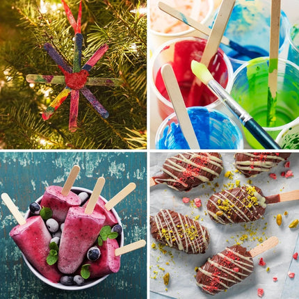 50-500Pcs Colored Ice Cream Popsicle Stick Wooden Popsicle Sticks for Crafts Handmade DIY Resin Mold Wood Ice Pop Sticks