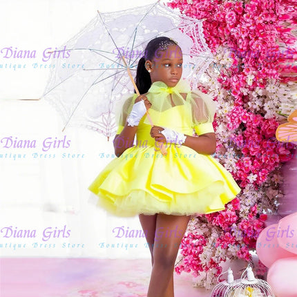 Customized Gorgeous Pink Flower Girl Dress Layered Wedding With  Decoration And Shiny Tulle Satin Tutu Birthday Evening Dress