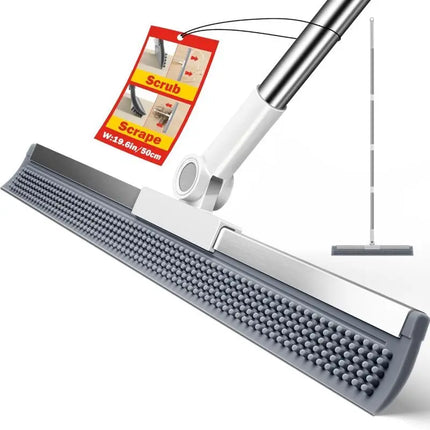 115cm Telescopic Silicone Broom Dual Use Wet Dry Floor Squeegee Water Wiper for Bathroom Toilet Floor Cleaning