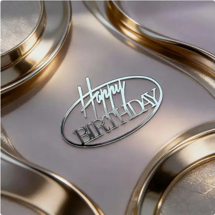 New Side Happy Birthday Cake Toppers Decoration Gold Acrylic Kids Birthday Party Cake Topper for Baby Shower Gift Baking Supplie