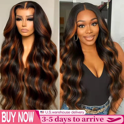 26Inch Ombre Lace Front Wig Human Hair 1B/30 Highlight Body Wave Lace Front Wigs Human Hair Pre Plucked 13x4 Hd Lace Frontal Colored Glueless Wigs Human Hair 200% Density