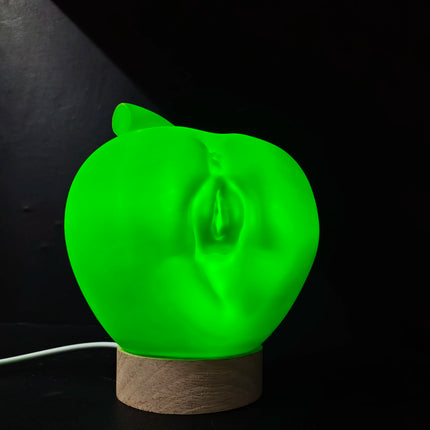 Abstract Apple Night Light,Wooden Base Ambient Lamp,USB Powered Desktop Decor,3D‑Printed Table Ornament