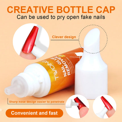 TWOING False Nail Tips Solid Adhesives Gel Remover Nail Liquid Easy To Soften Remover Press On Nails Gel Fake Tips Remover Tools