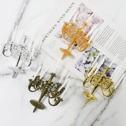 Ins Style Retro European Luxury Cake Decoration Candlestick Baking Birthday Party Wedding Small Plug-In Supplies Theme Girl