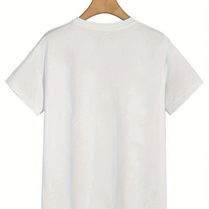 Men's T-shirt with Simple Letter Print, Short Sleeve, Casual and Versatile Crew Neck T-shirt