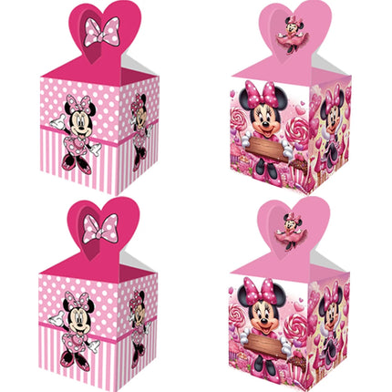 Minnie Birthday Party Decoration Banner Candy Boxes Keychain Minnie Donald Duck Triangle Pennant Flag Streamer Favor Bags Gifts