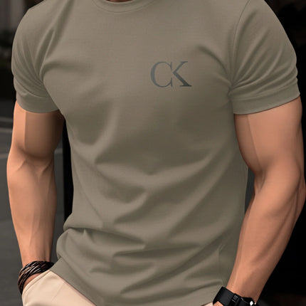 Men's Summer 100% Cotton Casual Fashion Simple Letter Pattern Printed Loose Breathable Round Neck Short Sleeve T-shirt