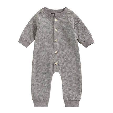 ma&baby 0-18M Newborn Infant Toddler Baby Boys Girls Jumpsuits Long Sleeve Waffle Rompers Fall Spring Clothing